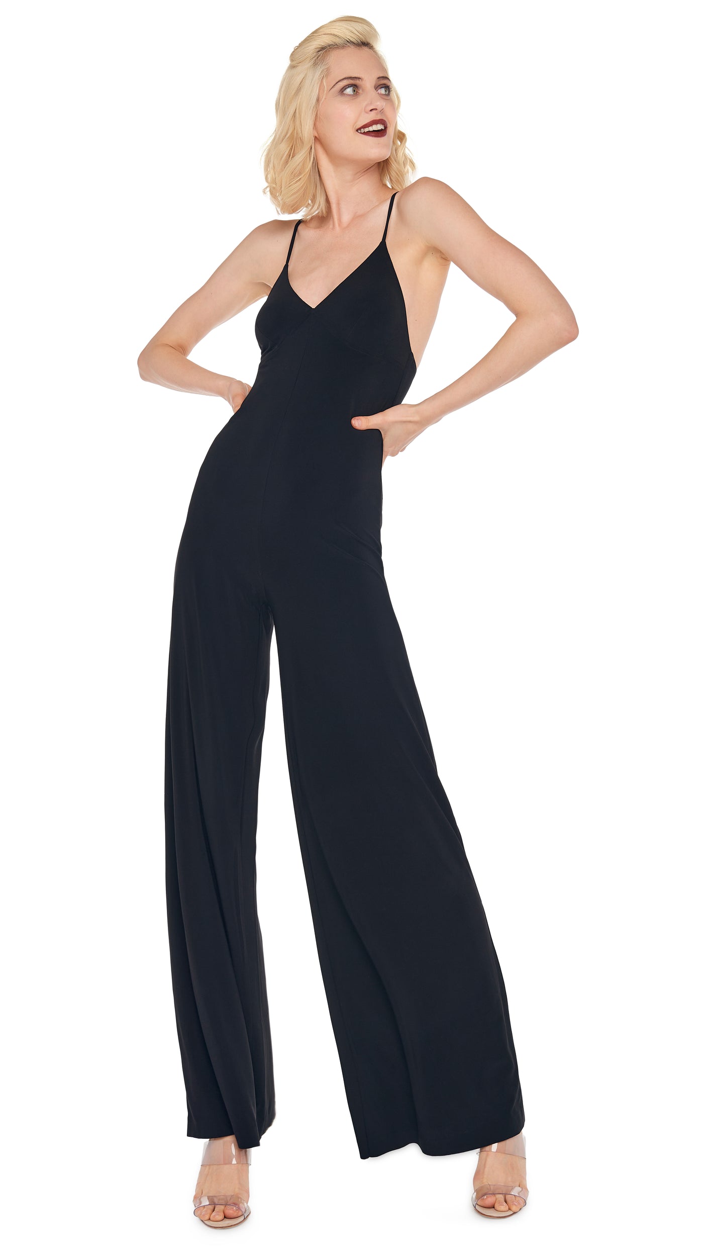 SLIP JUMPSUIT Black | Norma Kamali Women