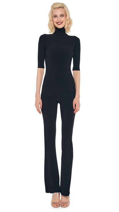 SHORT SLEEVE TURTLE TOP Black | Norma Kamali Women