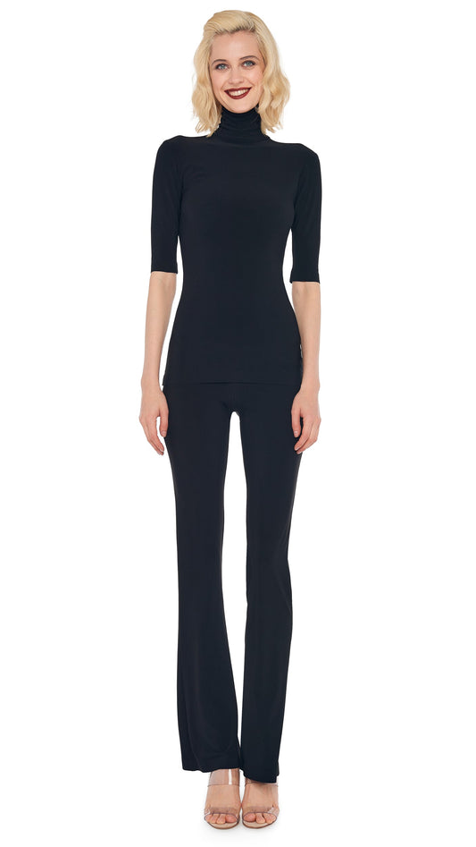 SHORT SLEEVE TURTLE TOP Black | Norma Kamali Women