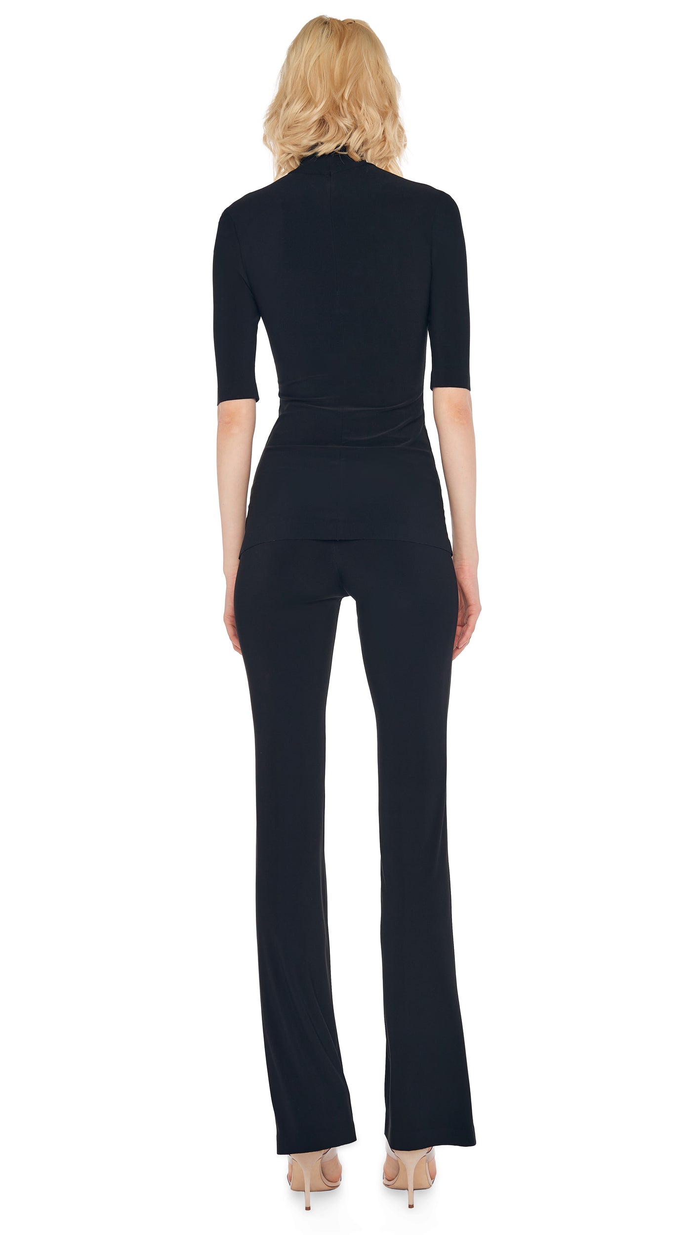 SHORT SLEEVE TURTLE TOP Black | Norma Kamali Women