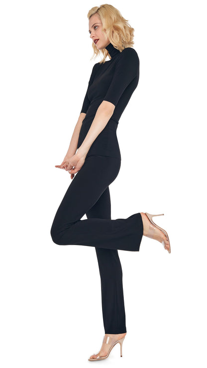 SHORT SLEEVE TURTLE TOP Black | Norma Kamali Women