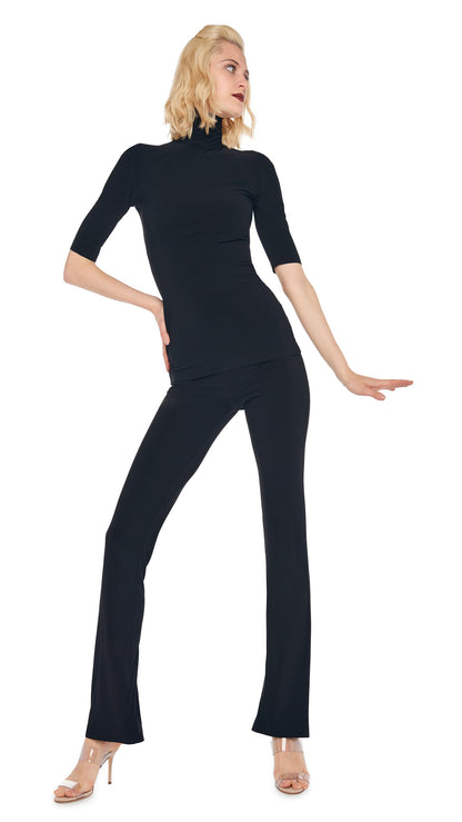 SHORT SLEEVE TURTLE TOP Black | Norma Kamali Women