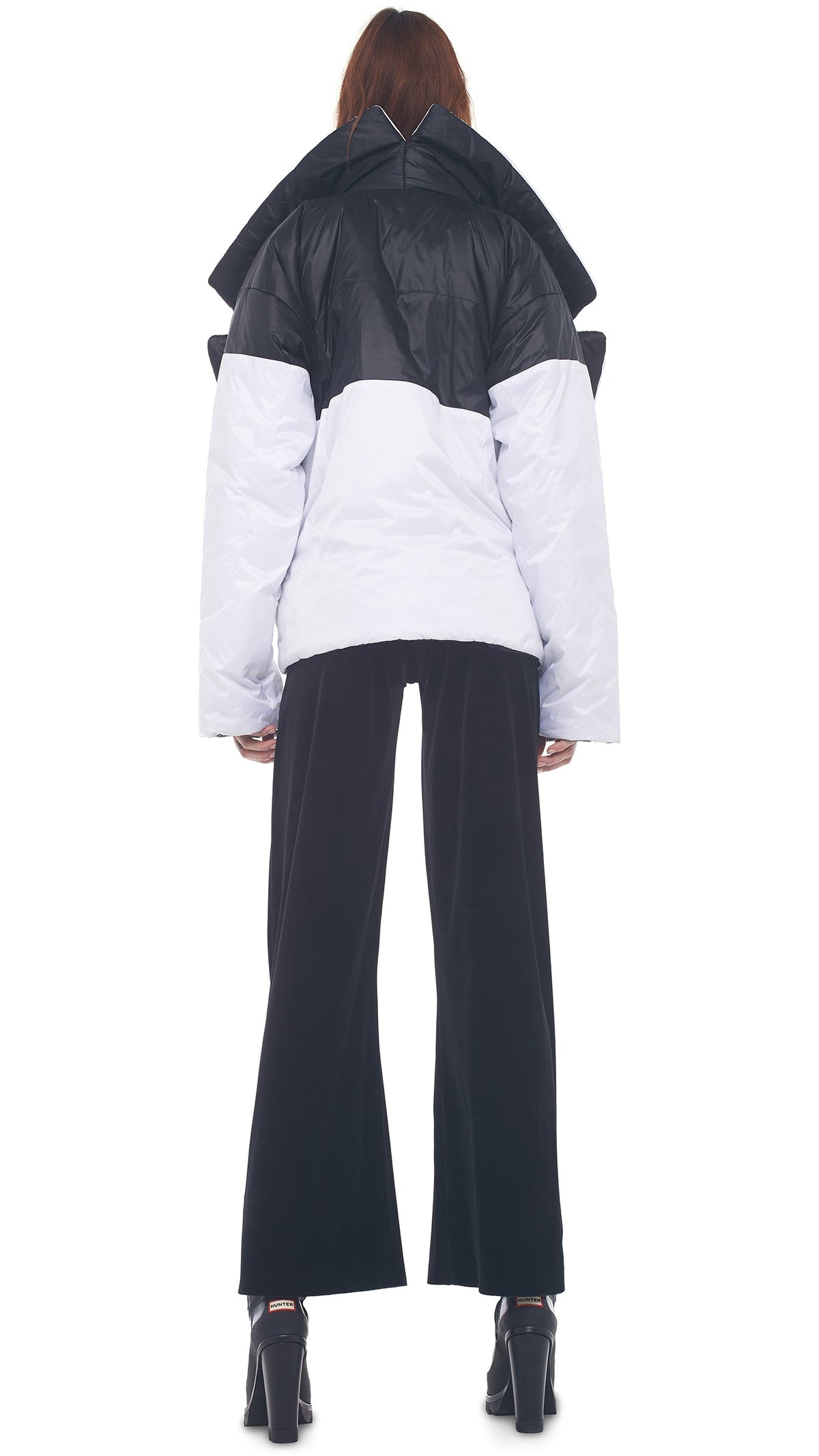 REVERSIBLE SLEEPING BAG JACKET Black/White | Norma Kamali Women