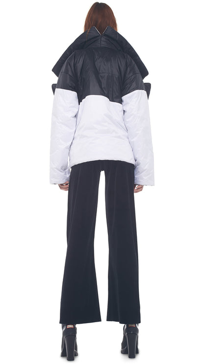 REVERSIBLE SLEEPING BAG JACKET Black/White | Norma Kamali Women
