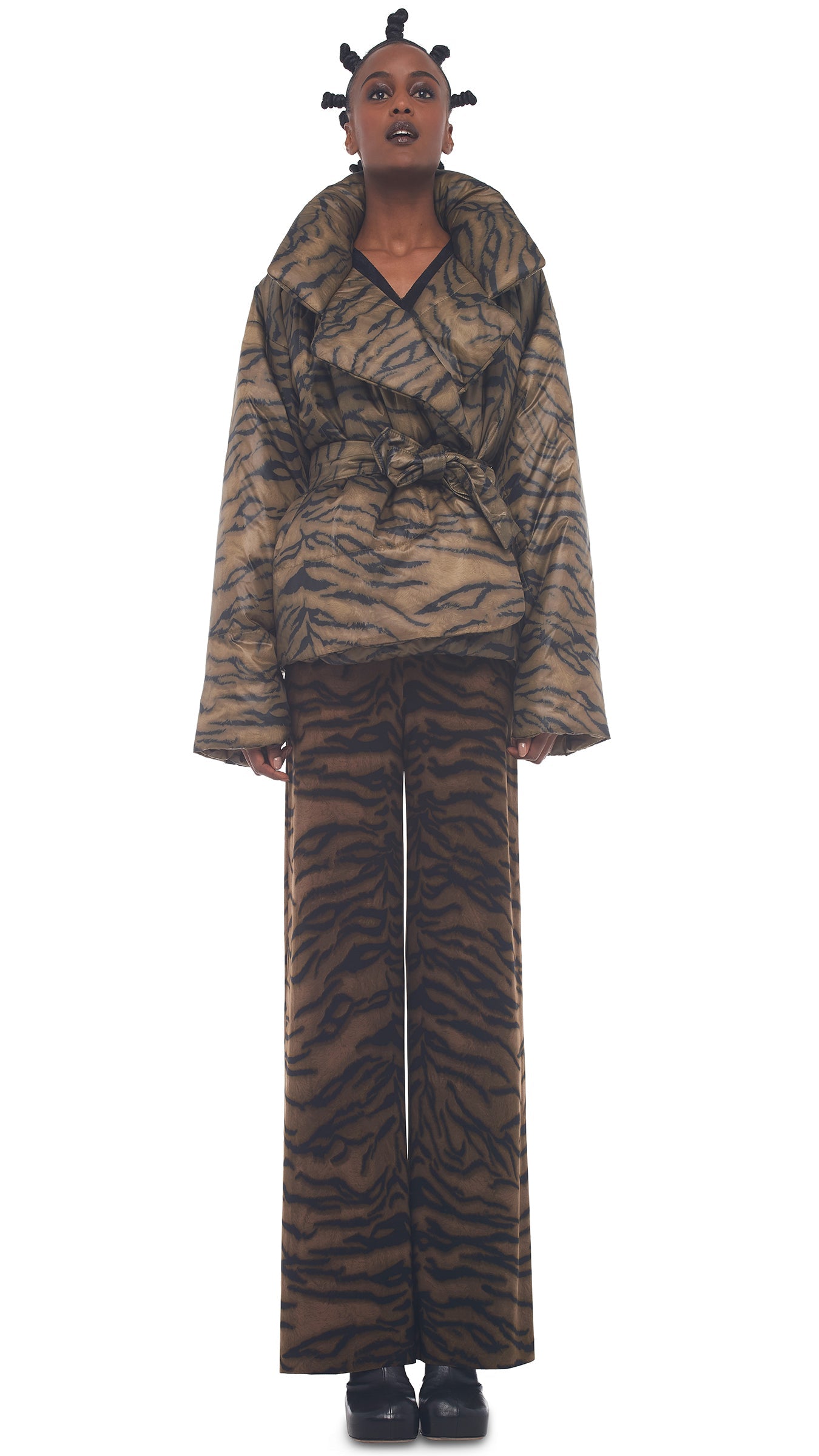 SLEEPING BAG JACKET Brown Tiger | Norma Kamali Women