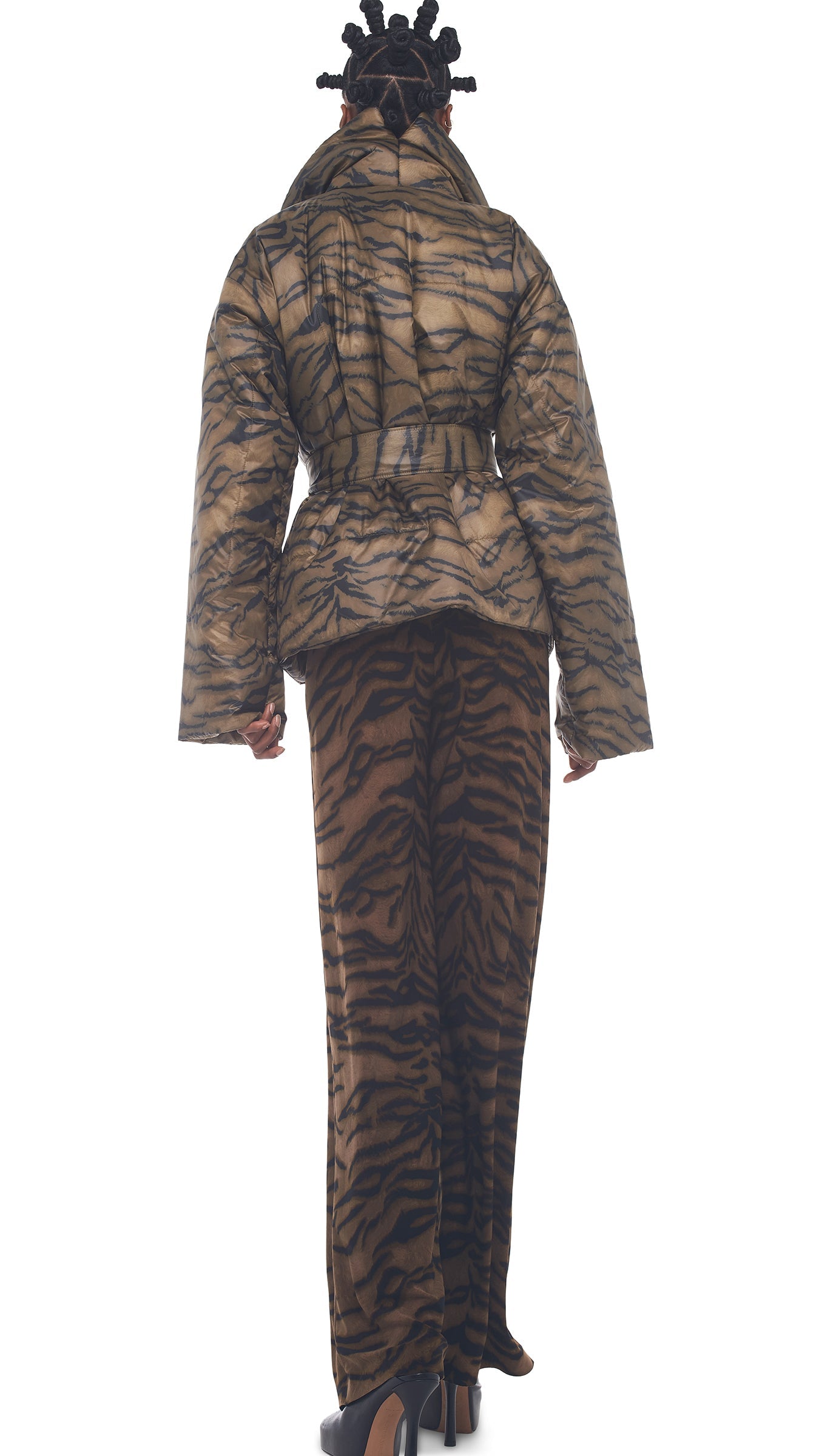 SLEEPING BAG JACKET Brown Tiger | Norma Kamali Women
