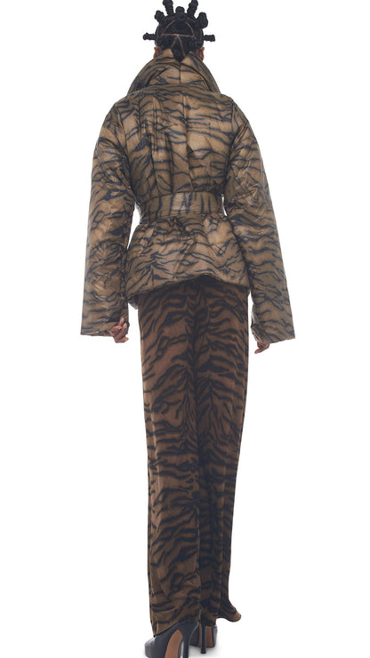 SLEEPING BAG JACKET Brown Tiger | Norma Kamali Women