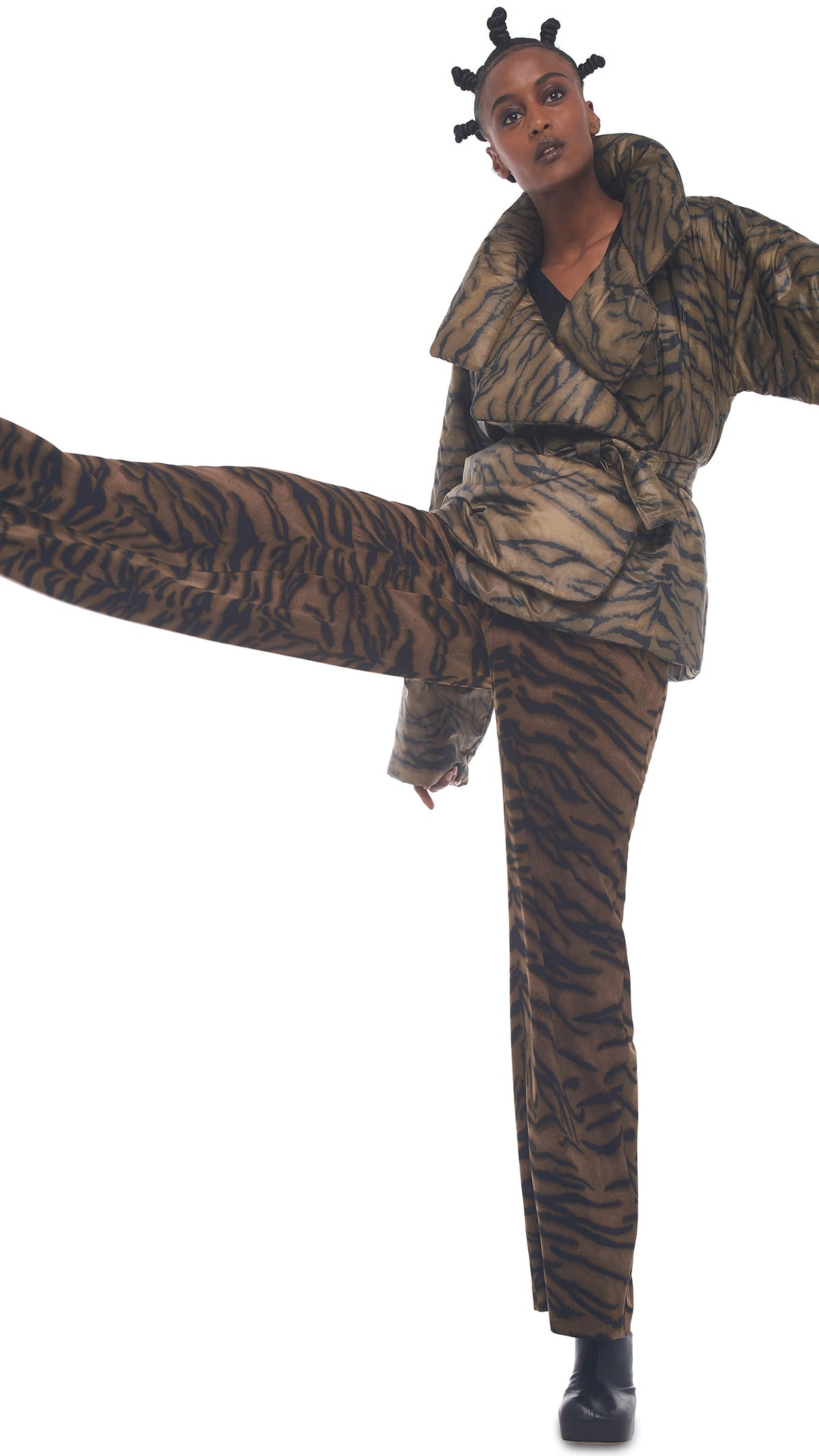 SLEEPING BAG JACKET Brown Tiger | Norma Kamali Women