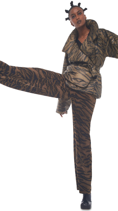 SLEEPING BAG JACKET Brown Tiger | Norma Kamali Women