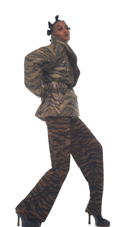 SLEEPING BAG JACKET Brown Tiger | Norma Kamali Women