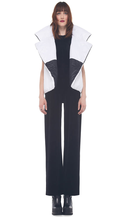REVERSIBLE SLEEPING BAG VEST Black/White | Norma Kamali Women