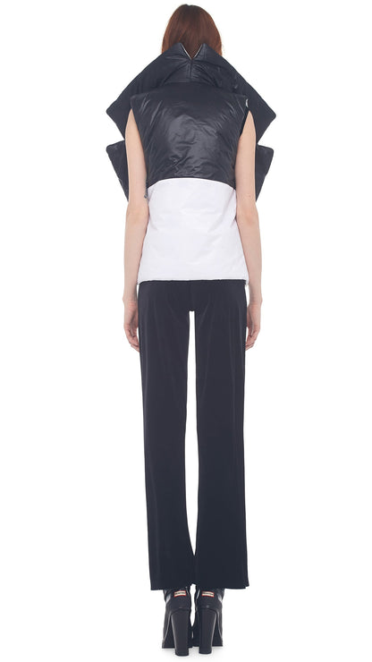 REVERSIBLE SLEEPING BAG VEST Black/White | Norma Kamali Women