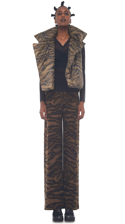 SLEEPING BAG VEST Brown Tiger | Norma Kamali Women