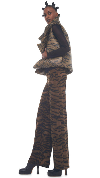 SLEEPING BAG VEST Brown Tiger | Norma Kamali Women