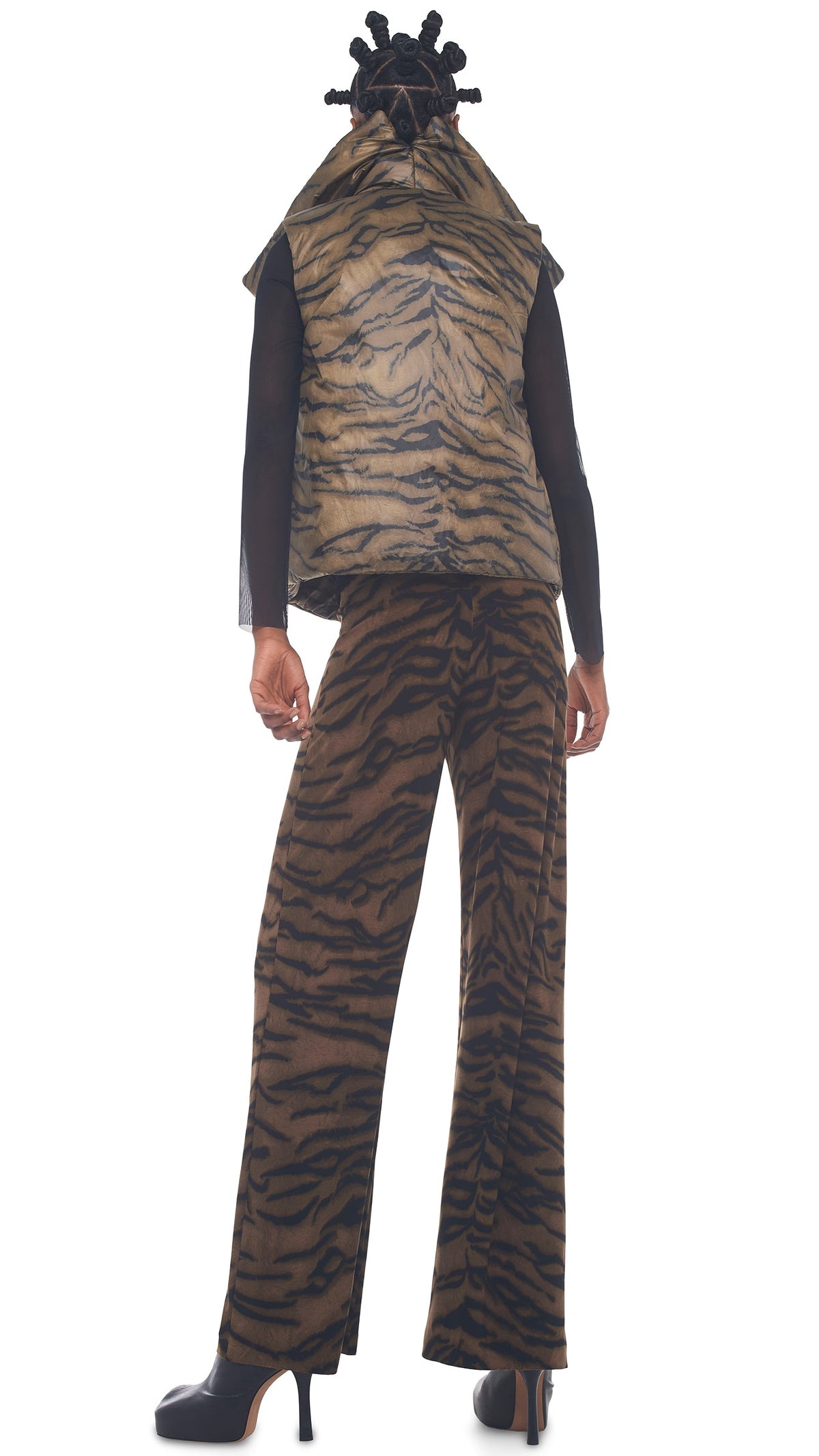SLEEPING BAG VEST Brown Tiger | Norma Kamali Women