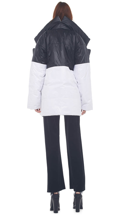 REVERSIBLE SLEEPING BAG COAT Black/White | Norma Kamali Women