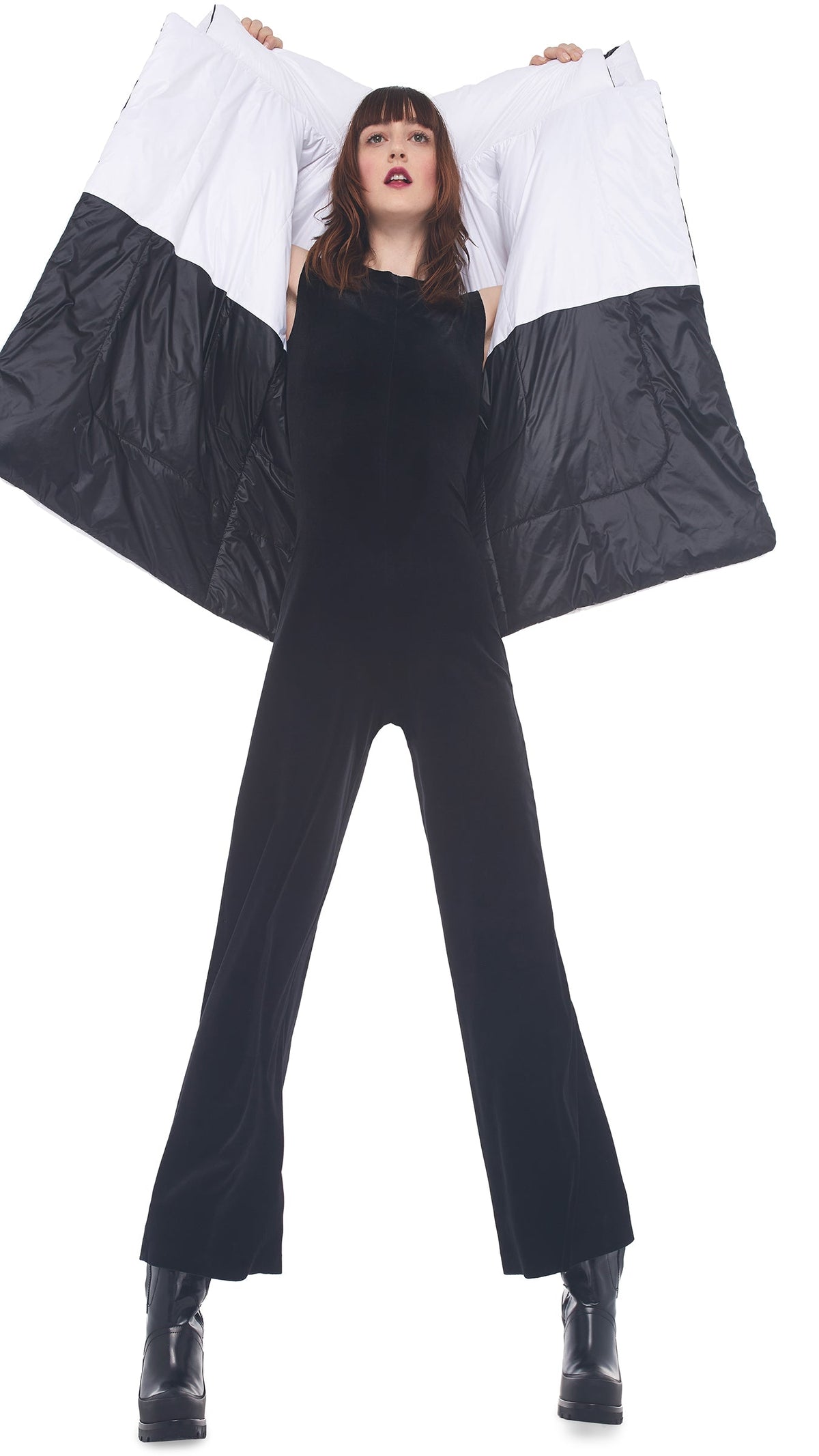 REVERSIBLE SLEEPING BAG COAT Black/White | Norma Kamali Women