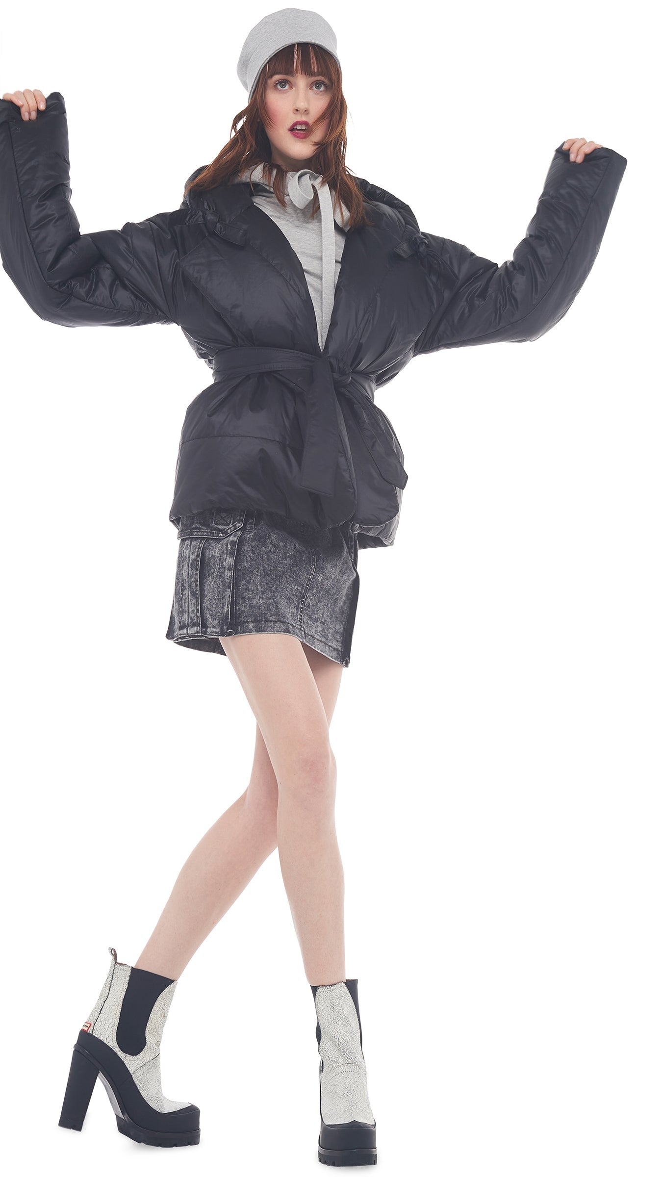 HOODED SLEEPING BAG JACKET Black | Norma Kamali Women