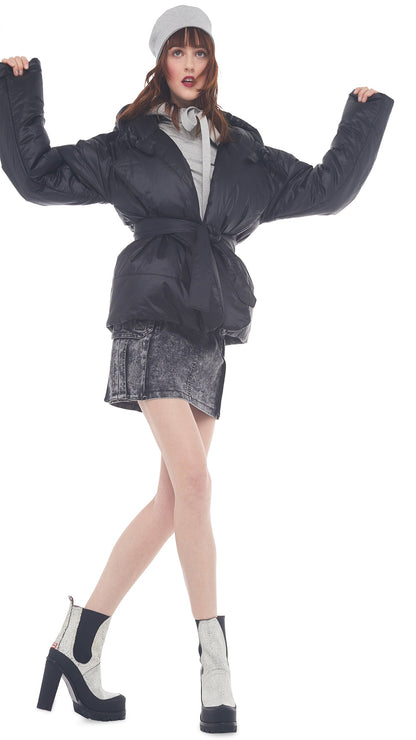 HOODED SLEEPING BAG JACKET Black | Norma Kamali Women
