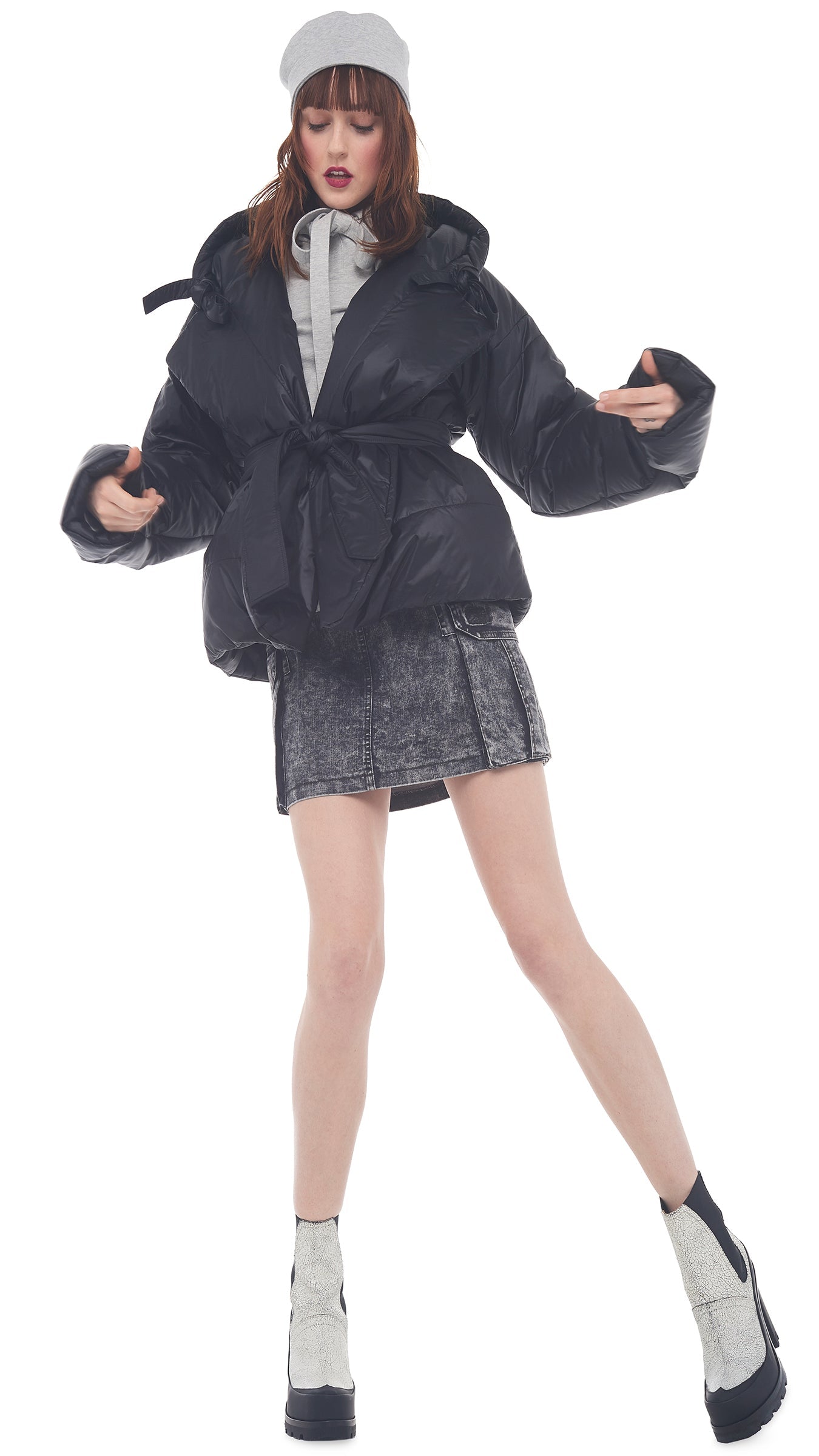 HOODED SLEEPING BAG JACKET Black | Norma Kamali Women