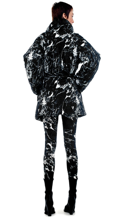 SLEEPING BAG CAR COAT Black Marble | Norma Kamali Women