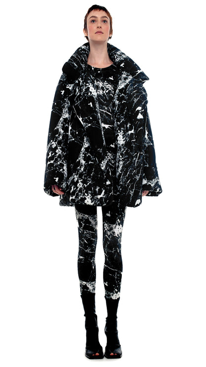 SLEEPING BAG CAR COAT Black Marble | Norma Kamali Women