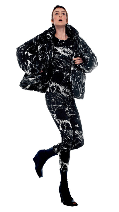 SLEEPING BAG JACKET Black Marble | Norma Kamali Women
