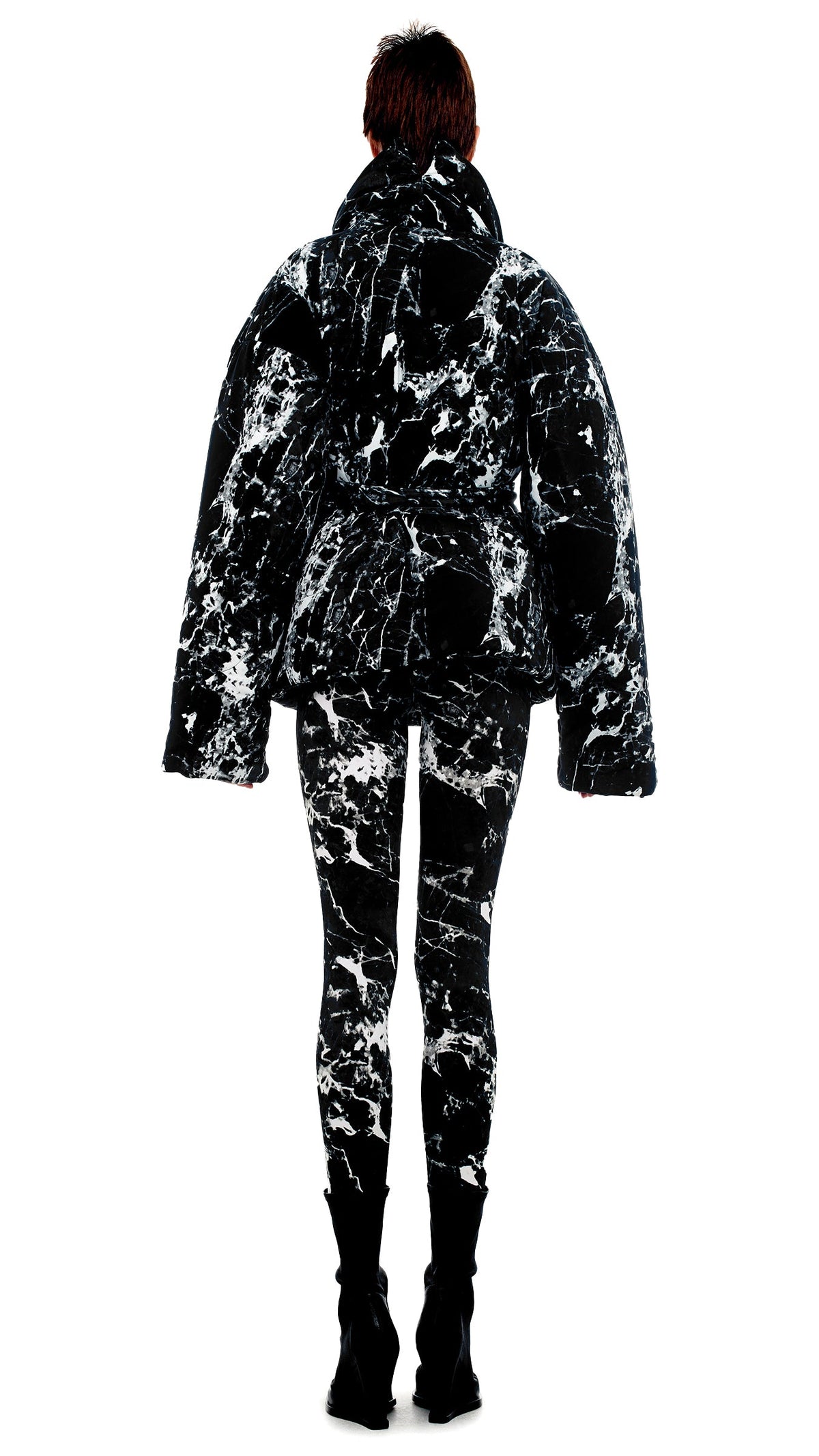 SLEEPING BAG JACKET Black Marble | Norma Kamali Women