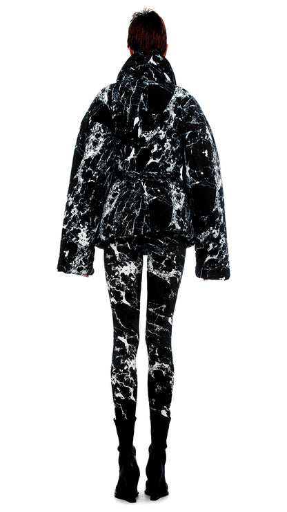SLEEPING BAG JACKET Black Marble | Norma Kamali Women