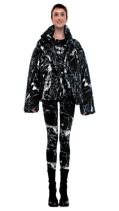 SLEEPING BAG JACKET Black Marble | Norma Kamali Women