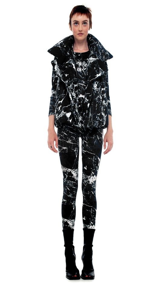 SLEEPING BAG VEST Black Marble | Norma Kamali Women