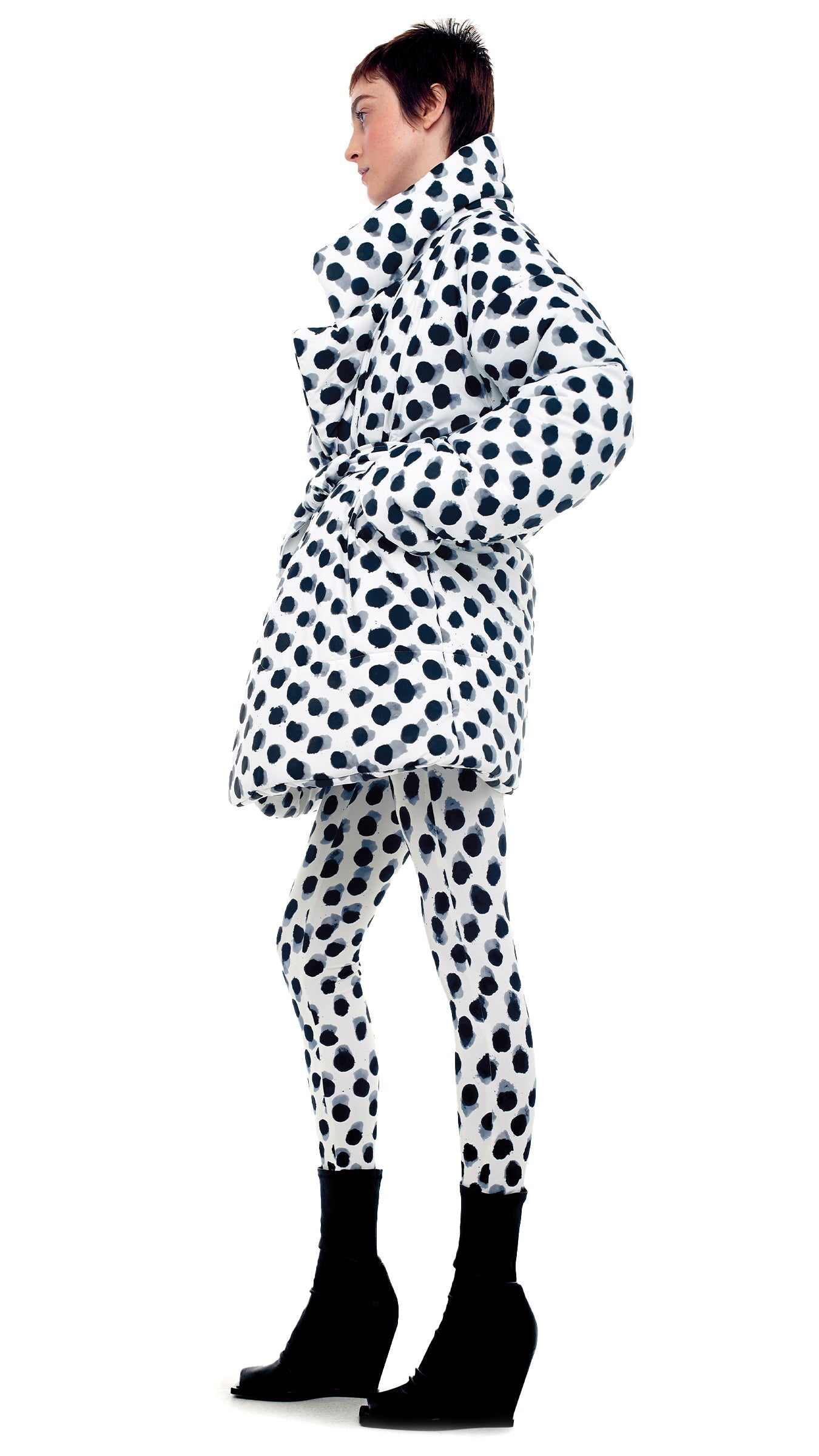 SLEEPING BAG CAR COAT Paint Dots | Norma Kamali Women
