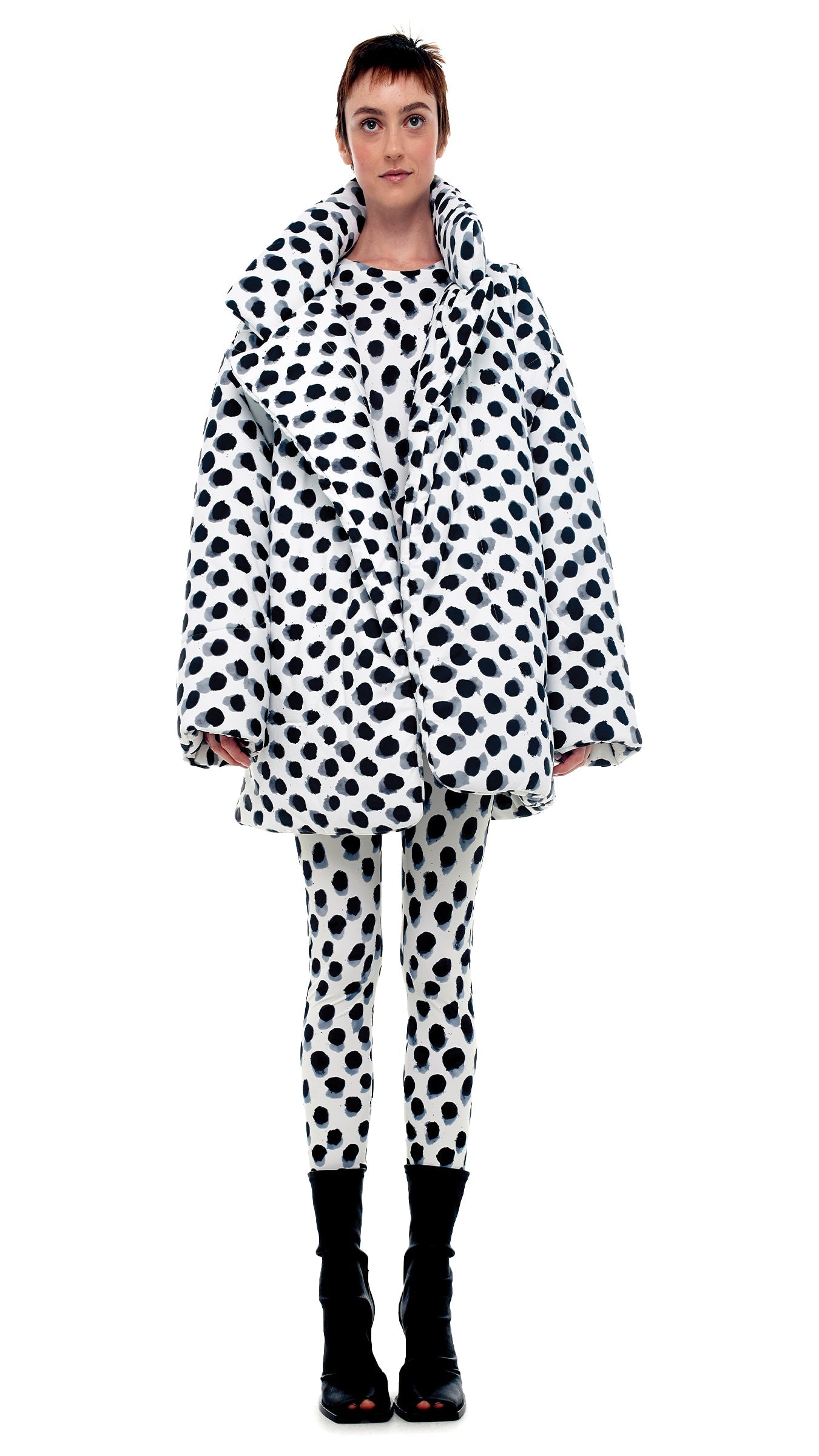 SLEEPING BAG CAR COAT Paint Dots | Norma Kamali Women