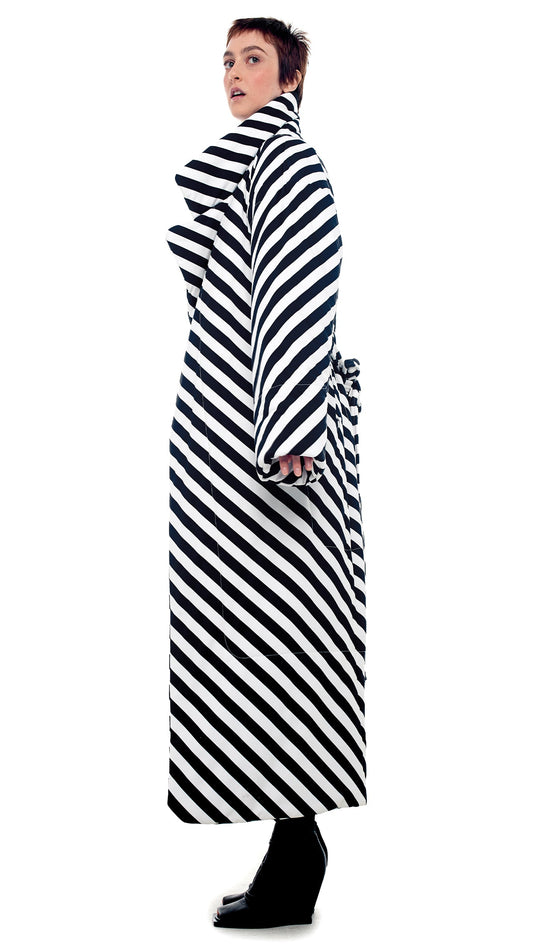 CLASSIC SLEEPING BAG COAT 3/4 Stripe | Norma Kamali Women