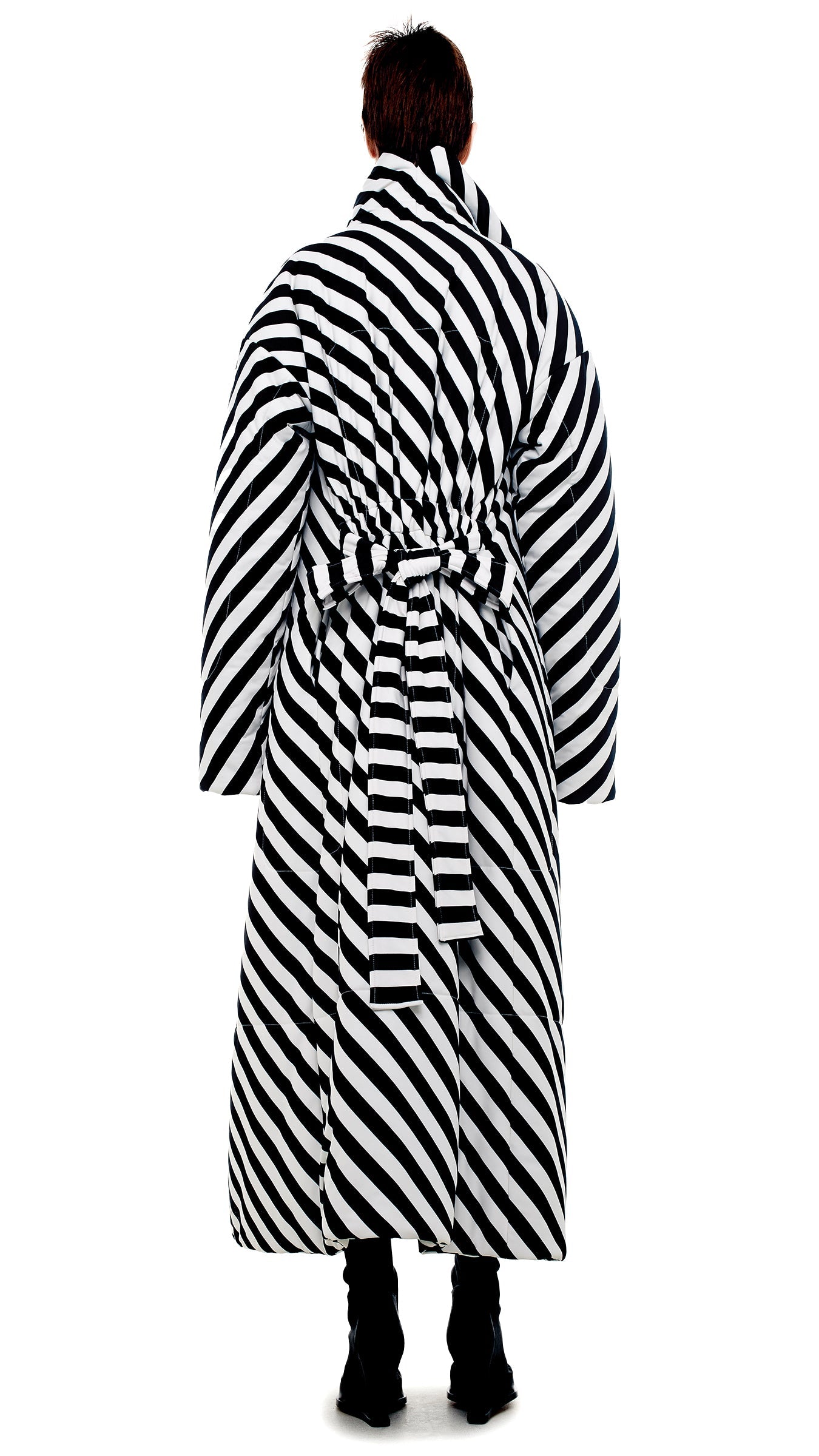 CLASSIC SLEEPING BAG COAT 3/4 Stripe | Norma Kamali Women
