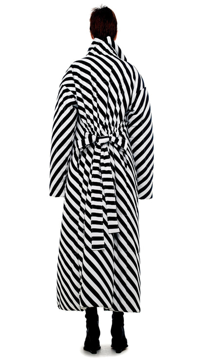 CLASSIC SLEEPING BAG COAT 3/4 Stripe | Norma Kamali Women