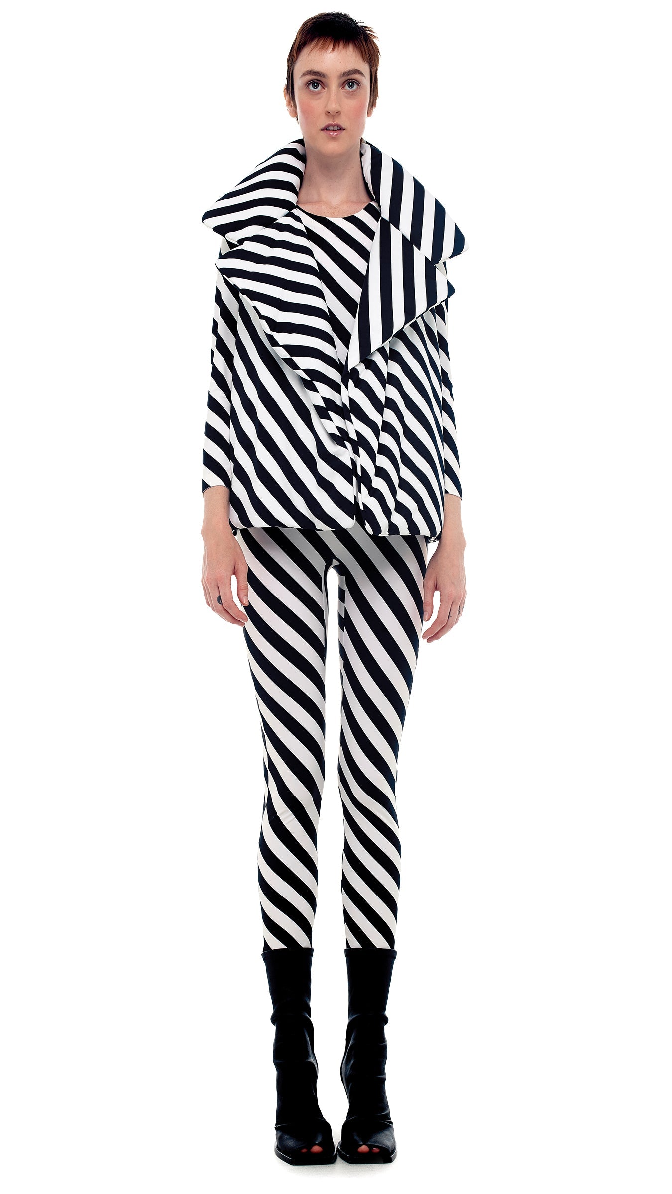 SLEEPING BAG VEST 3/4 Stripe | Norma Kamali Women