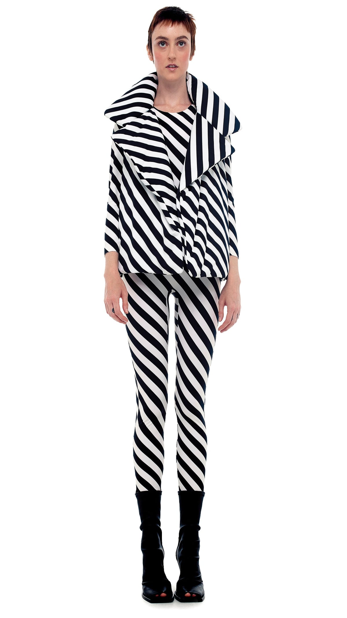 SLEEPING BAG VEST 3/4 Stripe | Norma Kamali Women