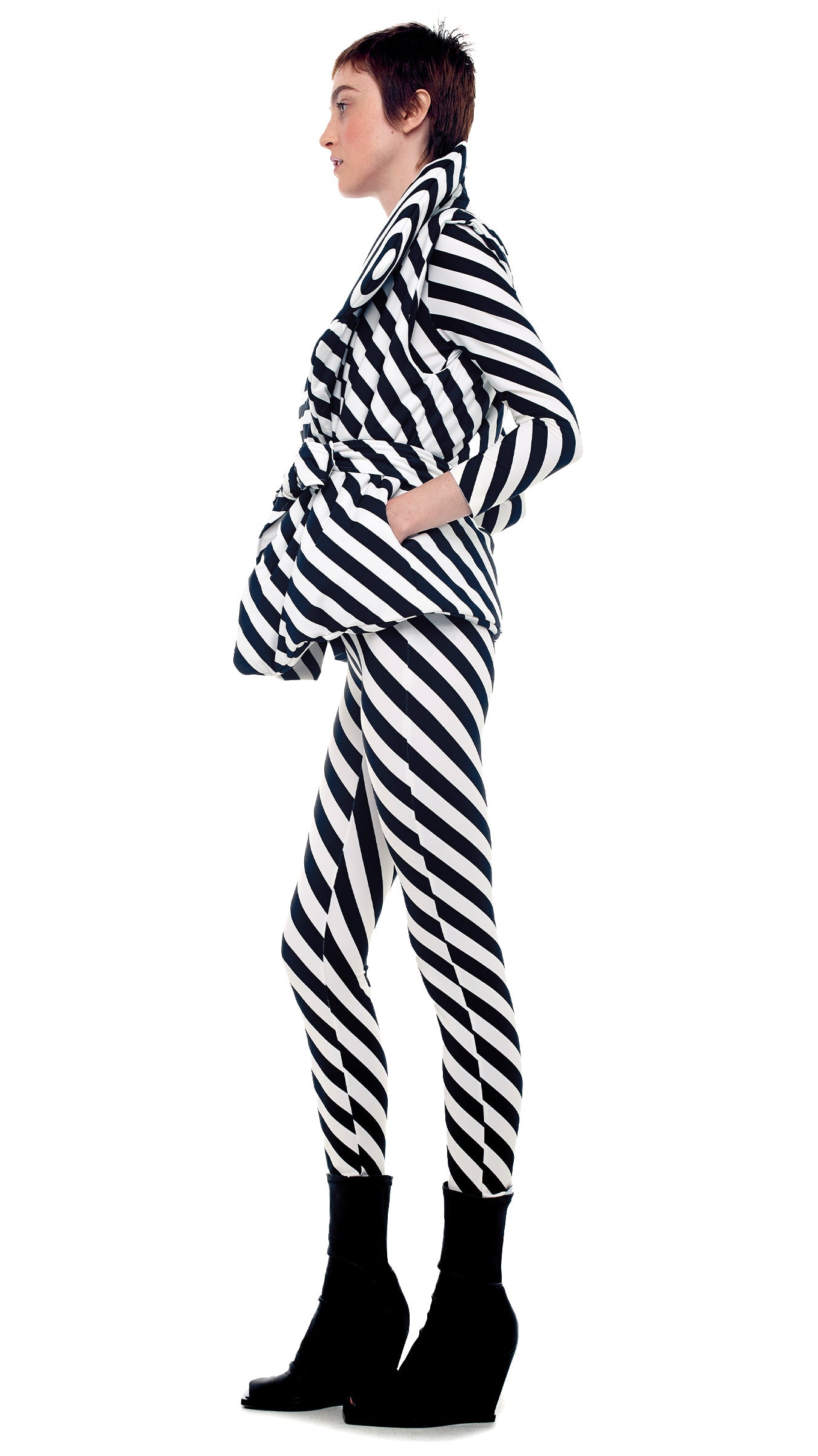 SLEEPING BAG VEST 3/4 Stripe | Norma Kamali Women