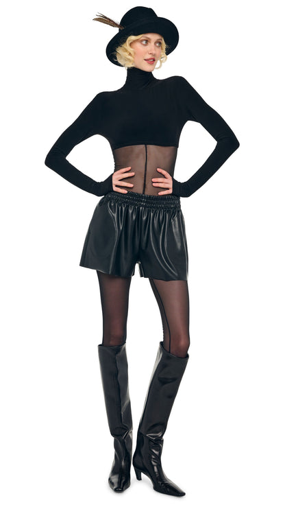 CROPPED TURTLE TOP Black | Norma Kamali Women