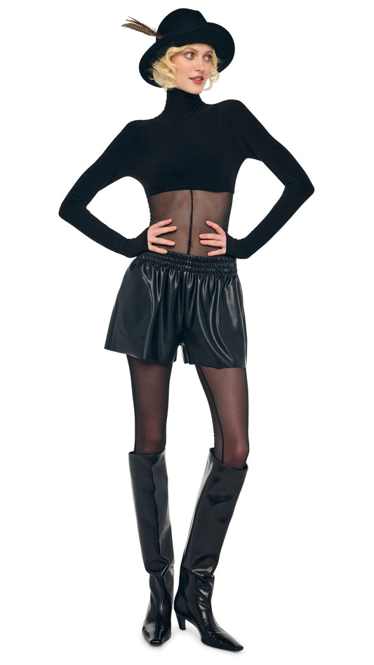 CROPPED TURTLE TOP Black | Norma Kamali Women