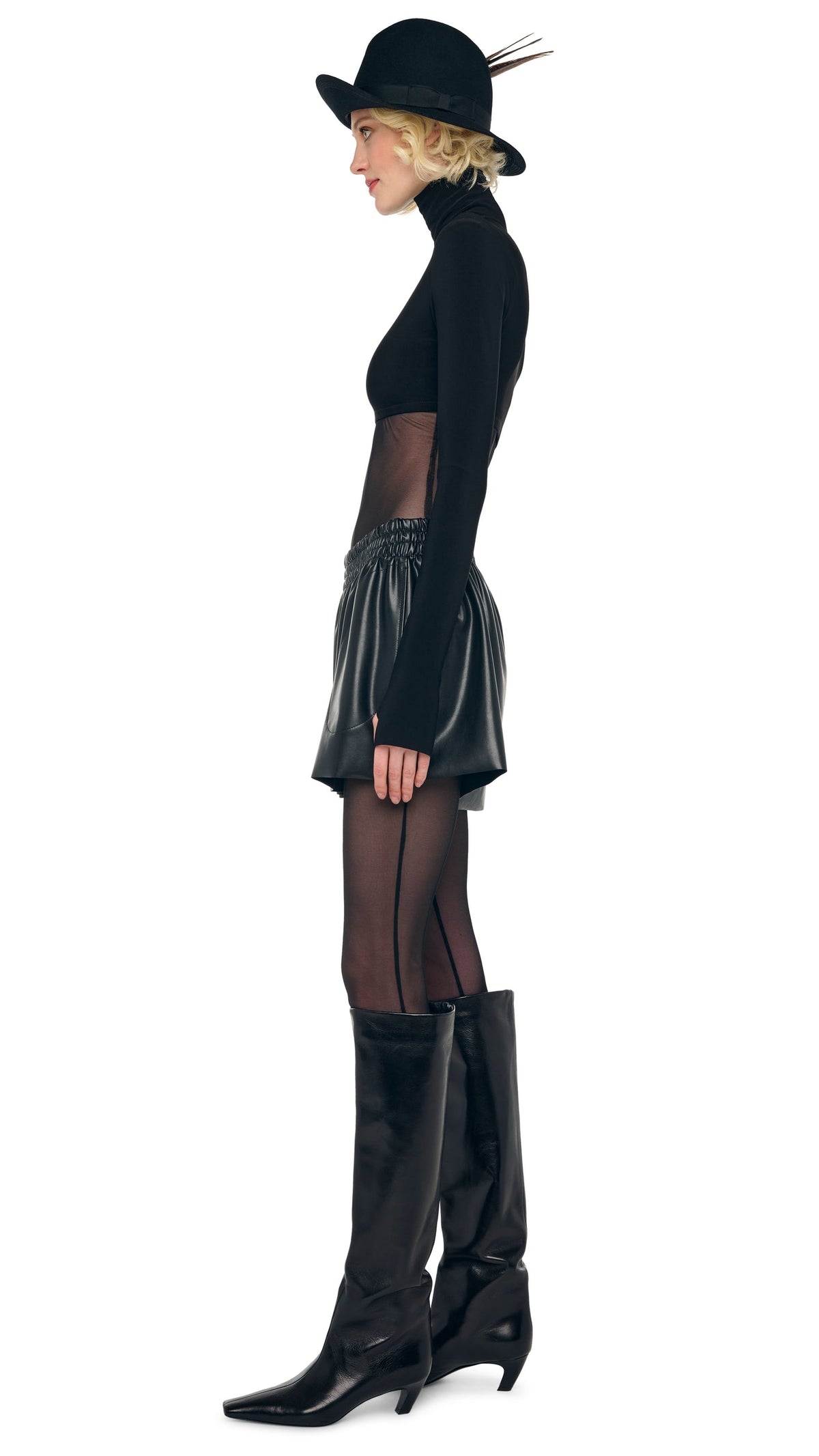 CROPPED TURTLE TOP Black | Norma Kamali Women