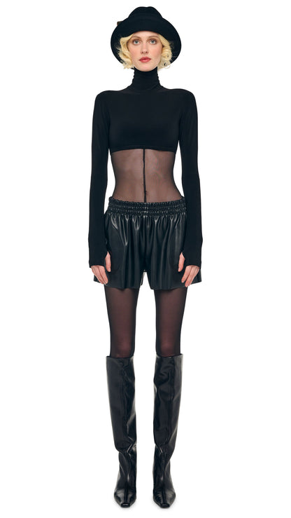 CROPPED TURTLE TOP Black | Norma Kamali Women
