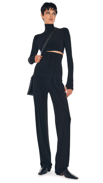 CROPPED TURTLE TOP Black | Norma Kamali Women