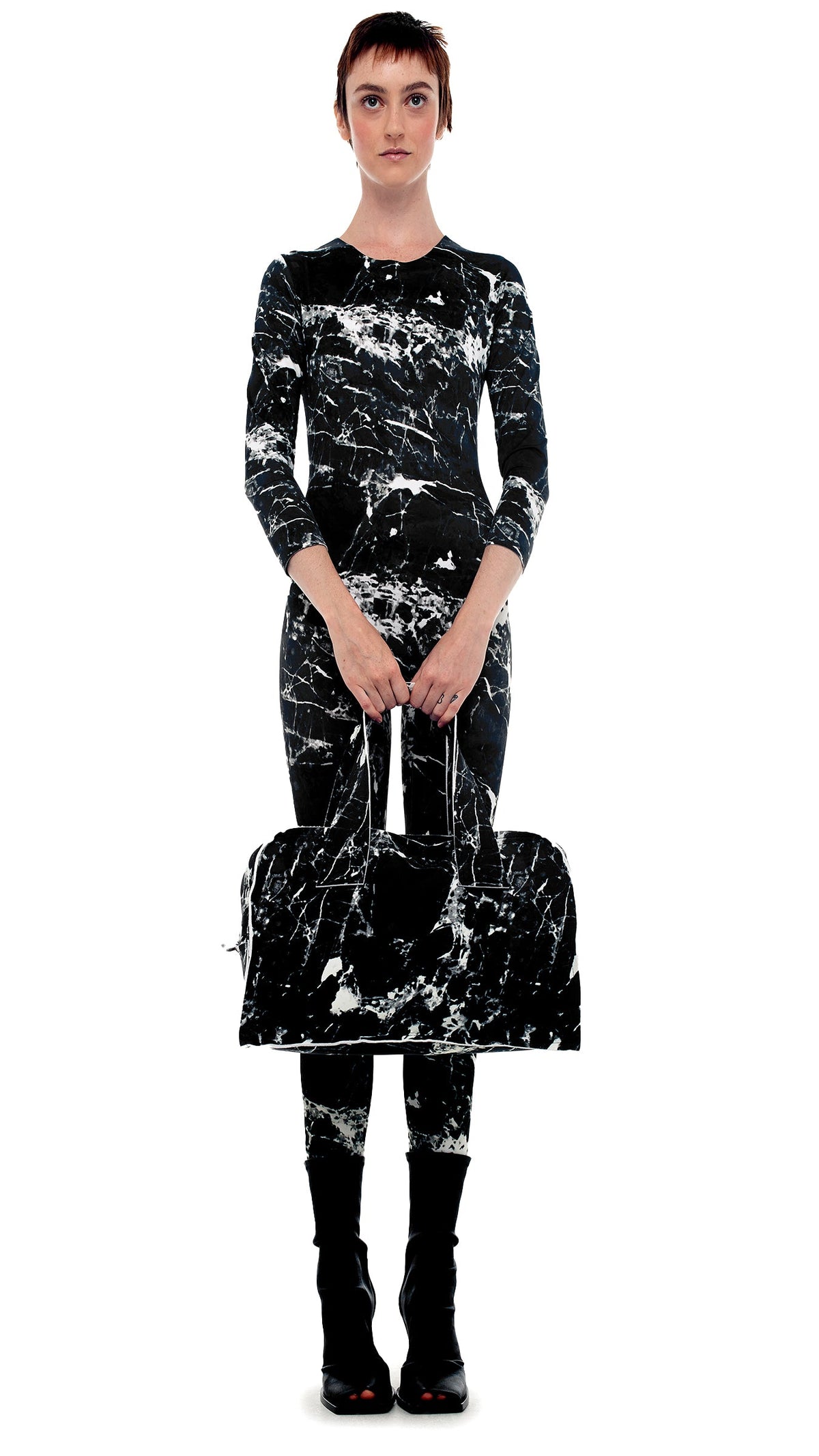 THE CATSUIT Black Marble | Norma Kamali Women