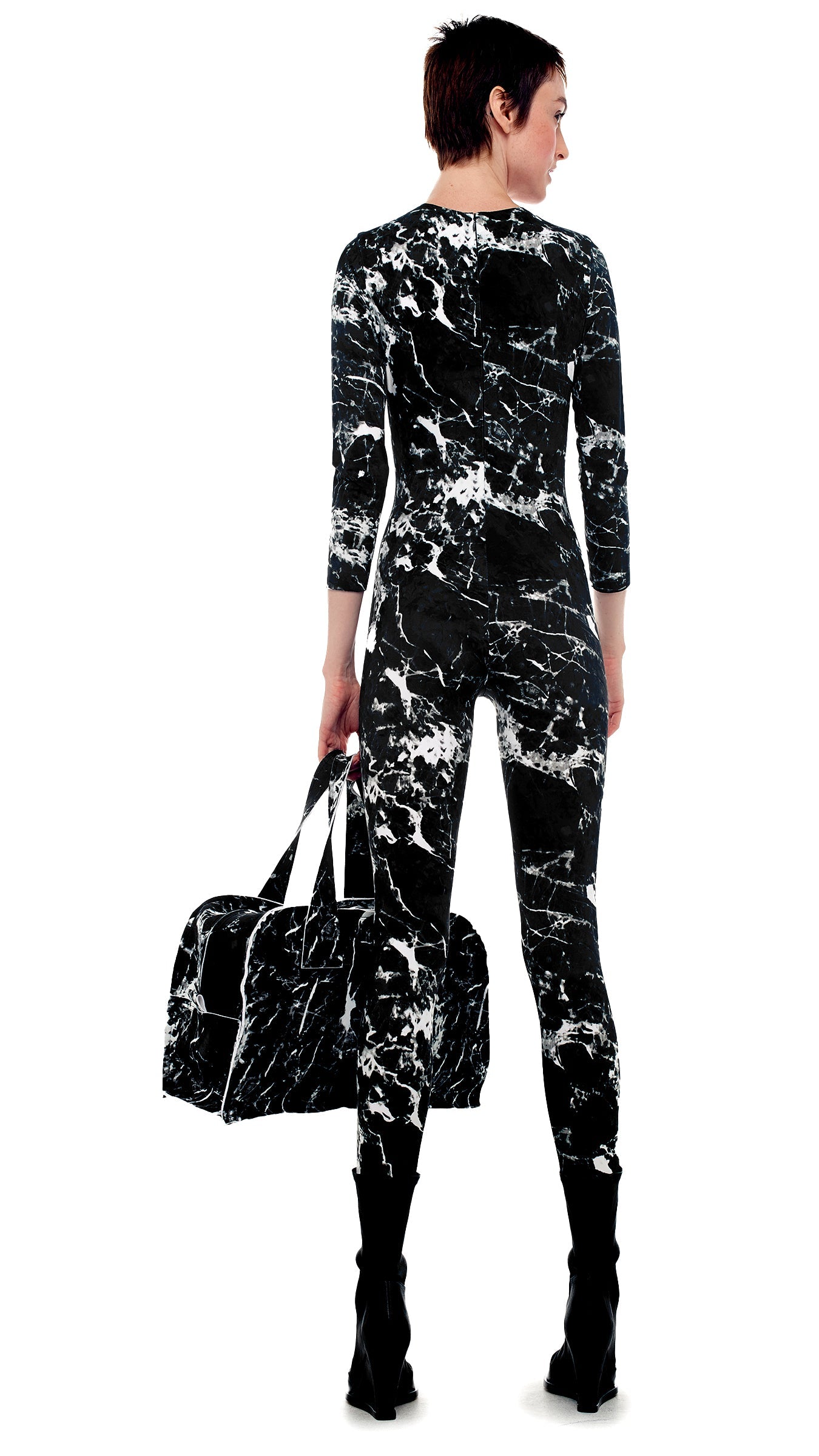 THE CATSUIT Black Marble | Norma Kamali Women