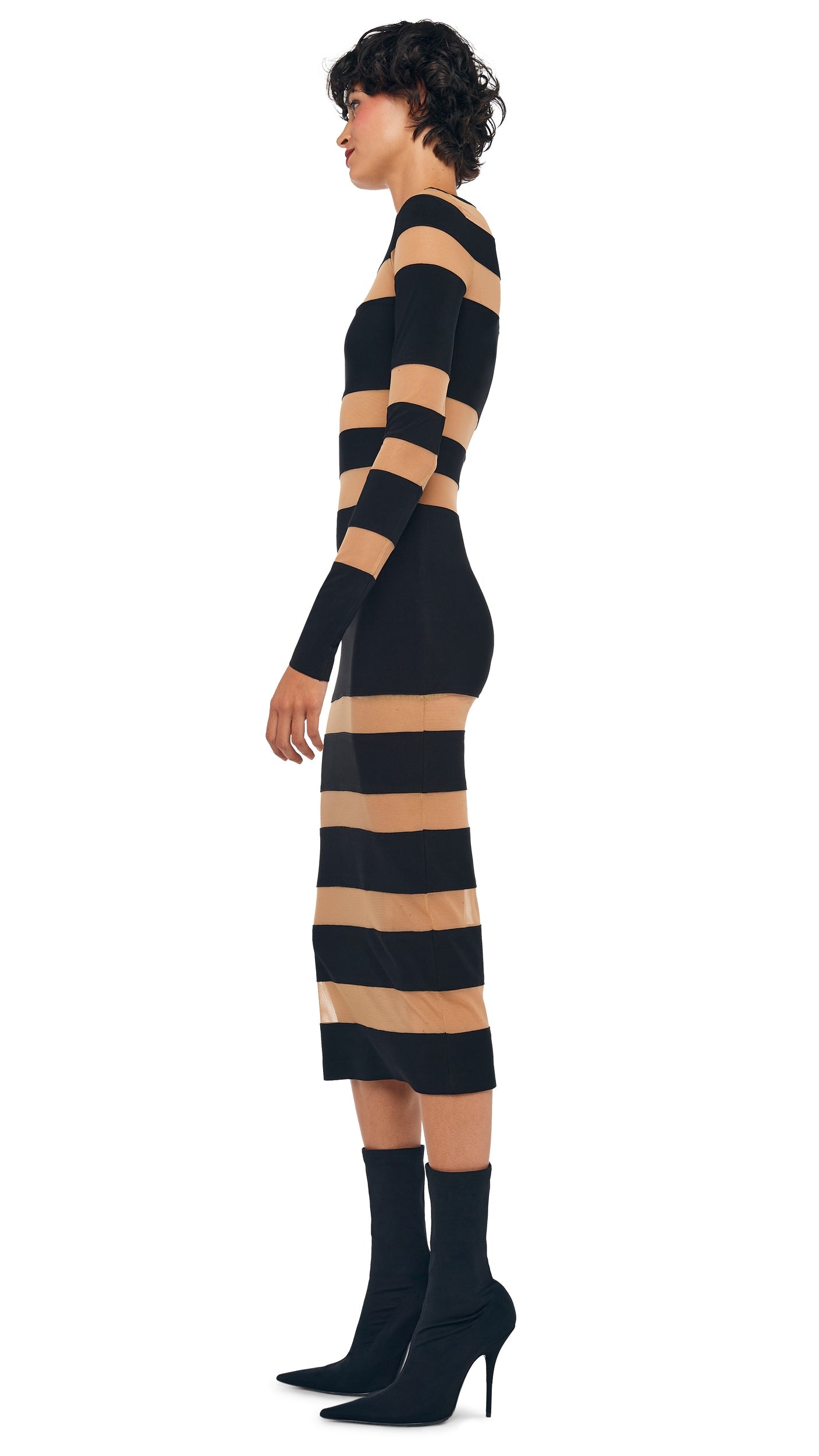 SPLICED DRESS Black/Nude Mesh | Norma Kamali Women