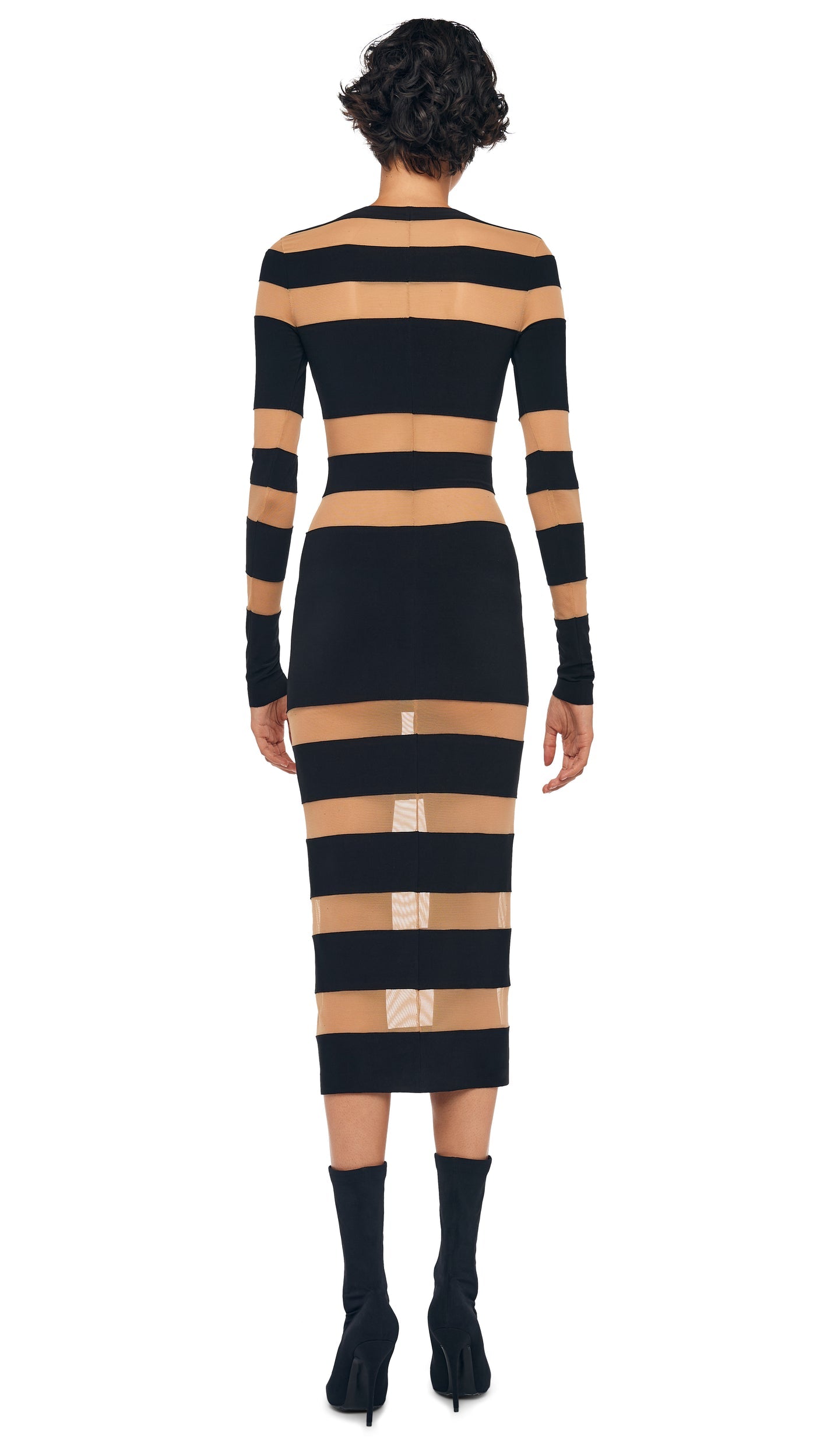 SPLICED DRESS Black/Nude Mesh | Norma Kamali Women