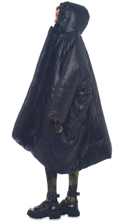 HOODED BLANKET SLEEPING BAG Black | Norma Kamali Women