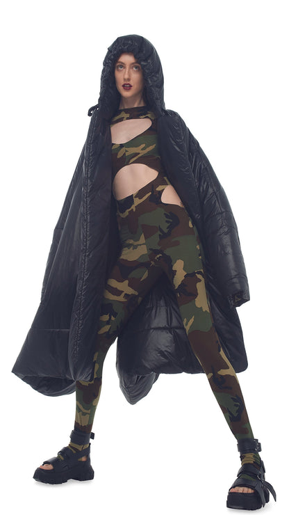 HOODED BLANKET SLEEPING BAG Black | Norma Kamali Women